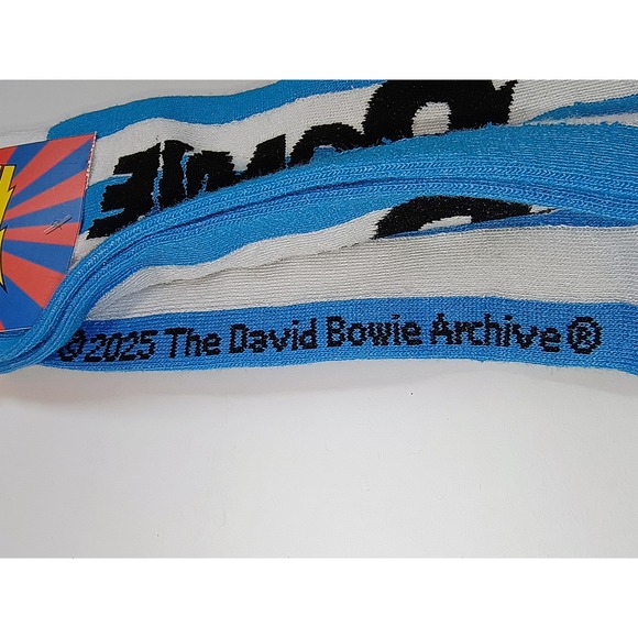 David Bowie Lightning Bolt Stripe Crew Socks Official Merch One Size US 7-12 - Picture 5 of 6